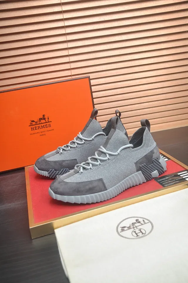 Gray Knit and Suede Low-Top Sneaker 4