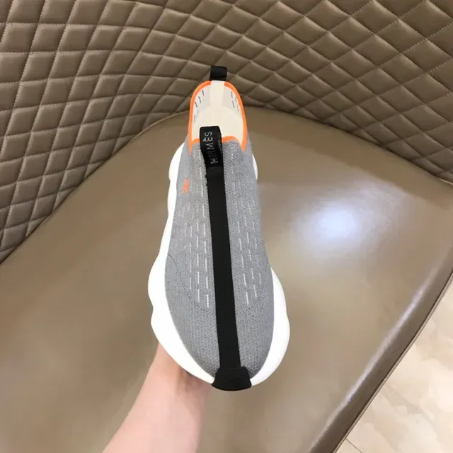 Gray Orange Knit Slip-On Wavy Midsole Sneakers 4