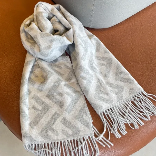 Gray Oversized Fringed Cashmere Scarf 3