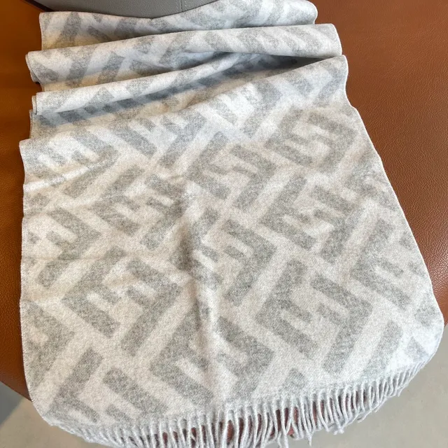 Gray Oversized Fringed Cashmere Scarf 6