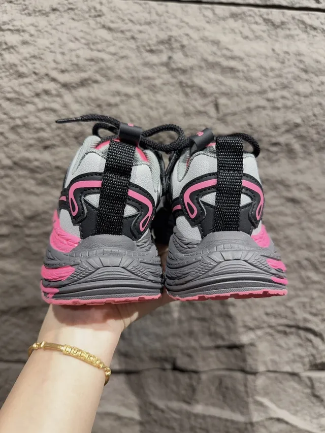 Gray Pink Oversized Sculpted Midsole Multi-Layered Sole Construction Chunky Sneakers 9