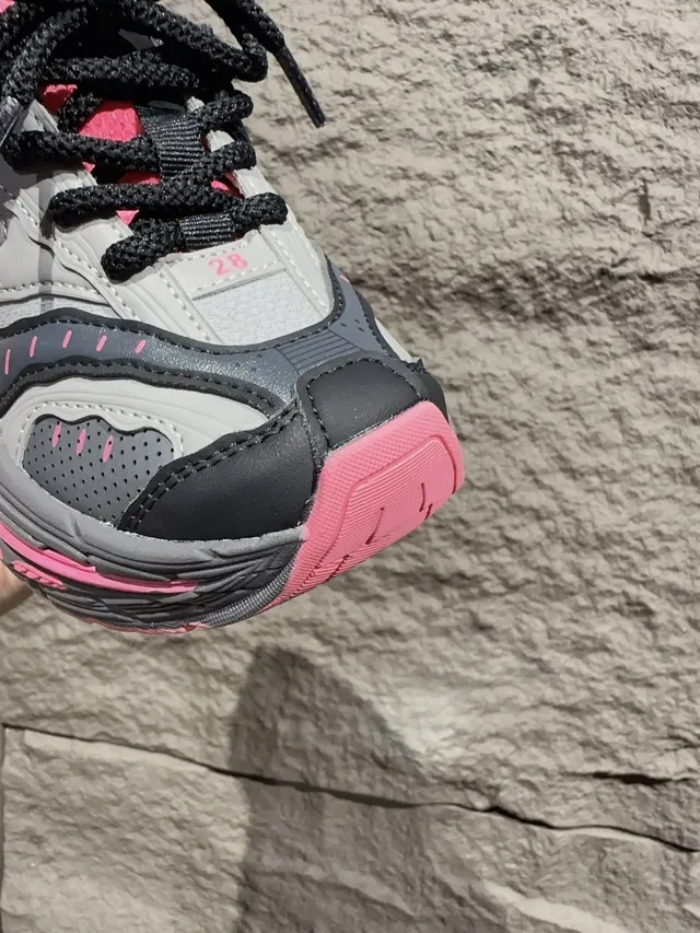 Gray Pink Oversized Sculpted Midsole Multi-Layered Sole Construction Chunky Sneakers 11
