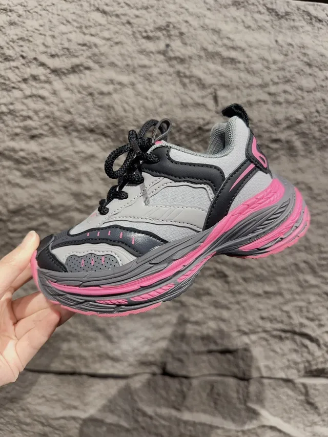 Gray Pink Oversized Sculpted Midsole Multi-Layered Sole Construction Chunky Sneakers 12