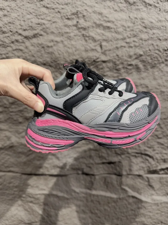 Gray Pink Oversized Sculpted Midsole Multi-Layered Sole Construction Chunky Sneakers 14