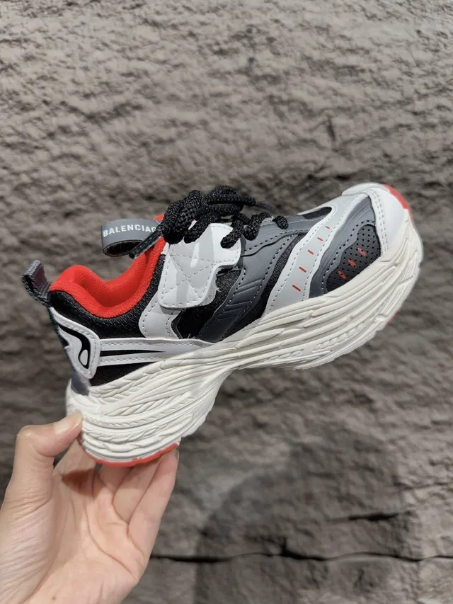 Gray Pink Oversized Sculpted Midsole Multi-Layered Sole Construction Chunky Sneakers 18