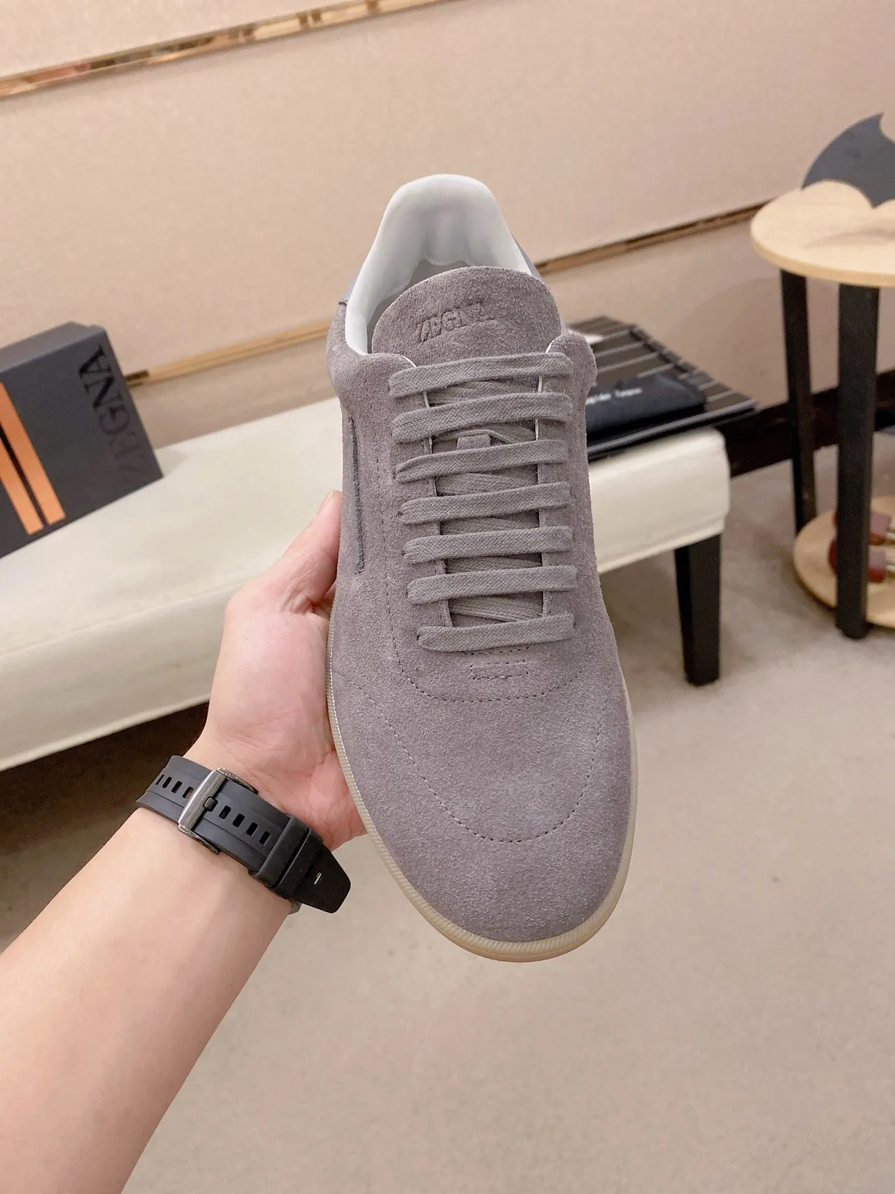 Gray Suede Low-Top Minimalist Sneaker 3