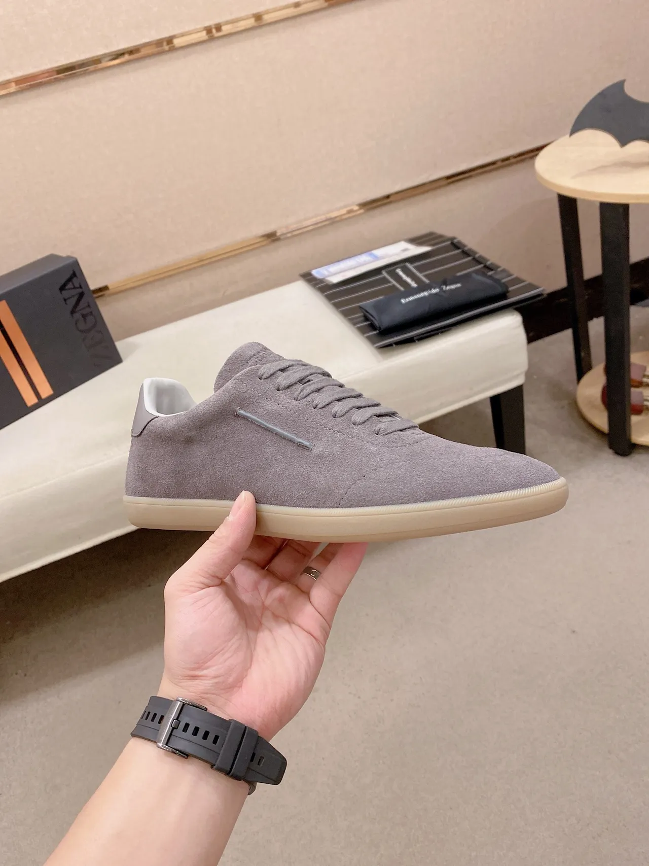 Gray Suede Low-Top Minimalist Sneaker 5