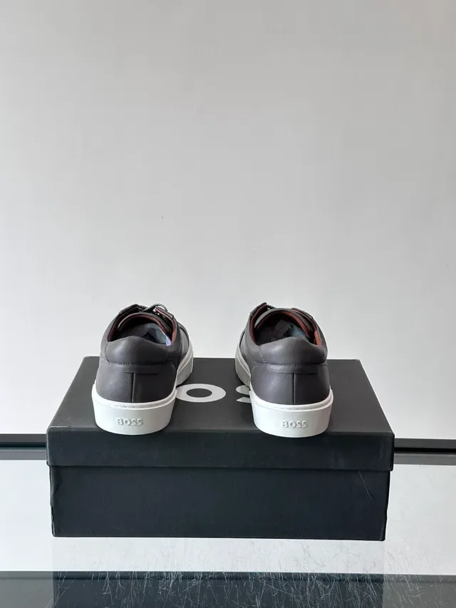 Gray White Leather Upper Embossed Monogram Sneakers 3