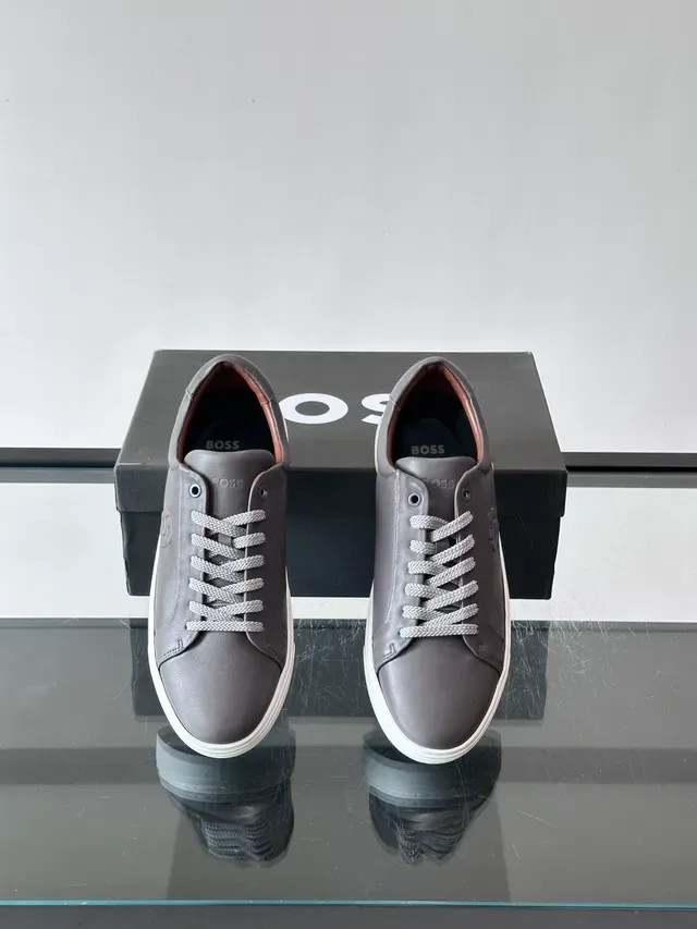 Gray White Leather Upper Embossed Monogram Sneakers 4