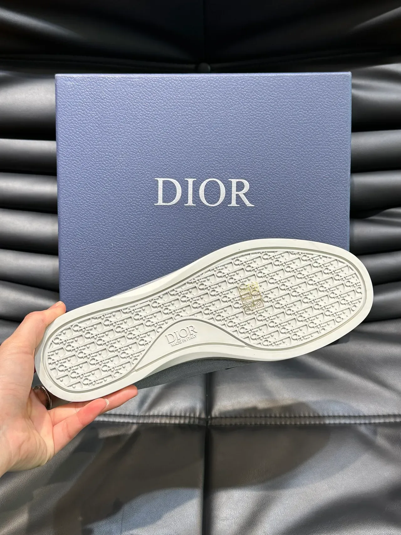 Gray White Suede Upper Monogrammed Mesh Toe Cap Loafer 2