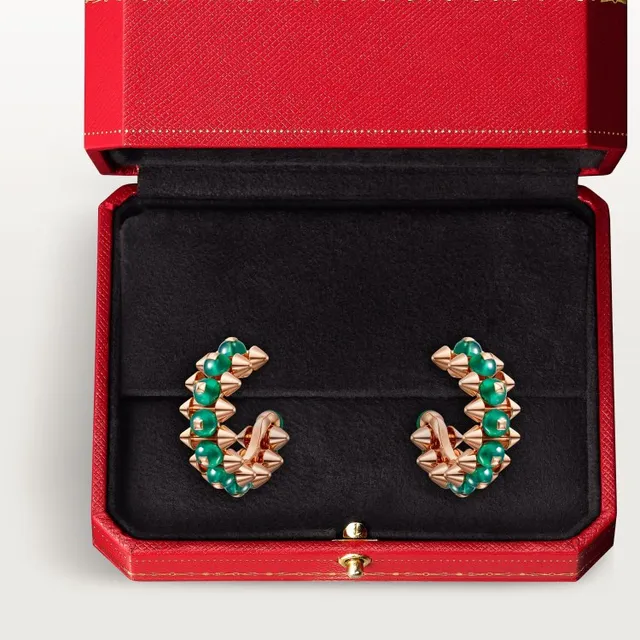Green Gold Spiked Beaded Earrings 2