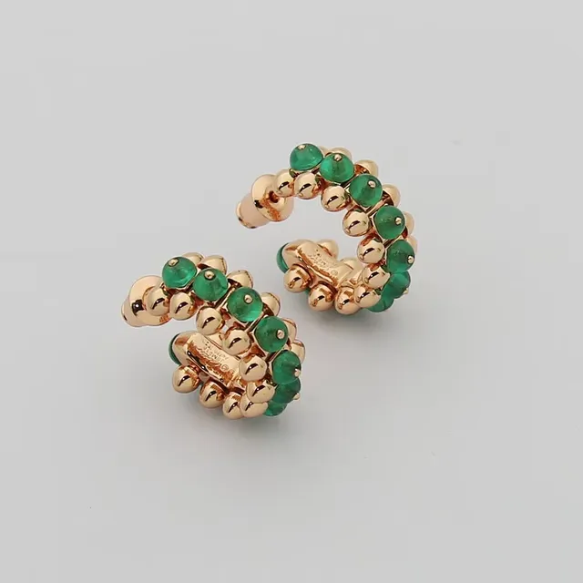 Green Gold Spiked Beaded Earrings 5