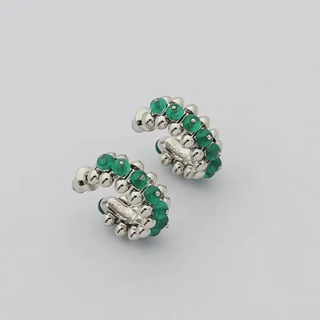 Green Gold Spiked Beaded Earrings 7