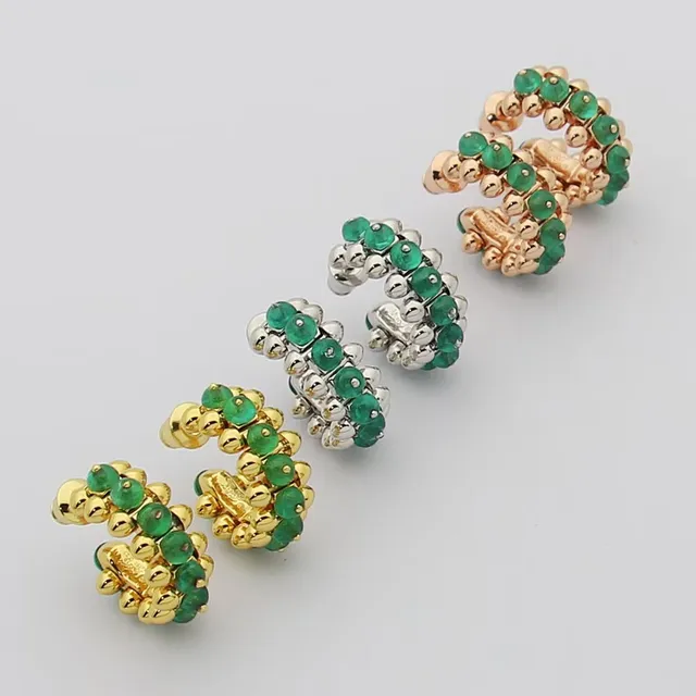 Green Gold Spiked Beaded Earrings 8