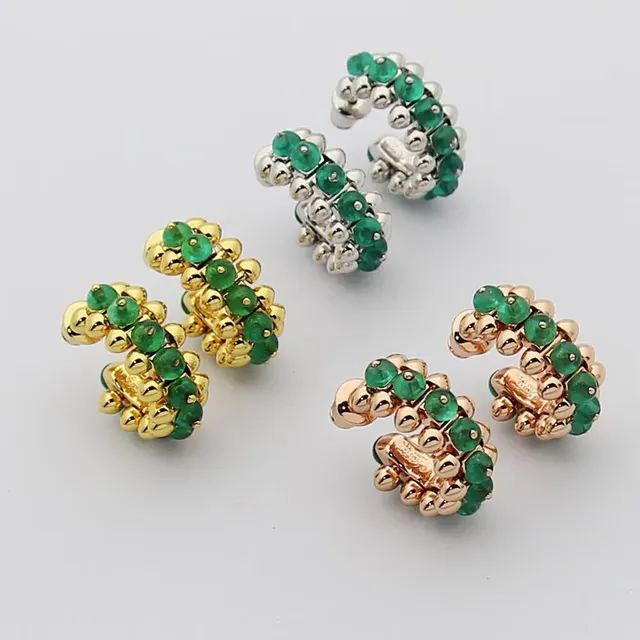 Green Gold Spiked Beaded Earrings 9