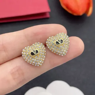 Heart-Shaped Pave-Crystal Gold-Tone Earrings