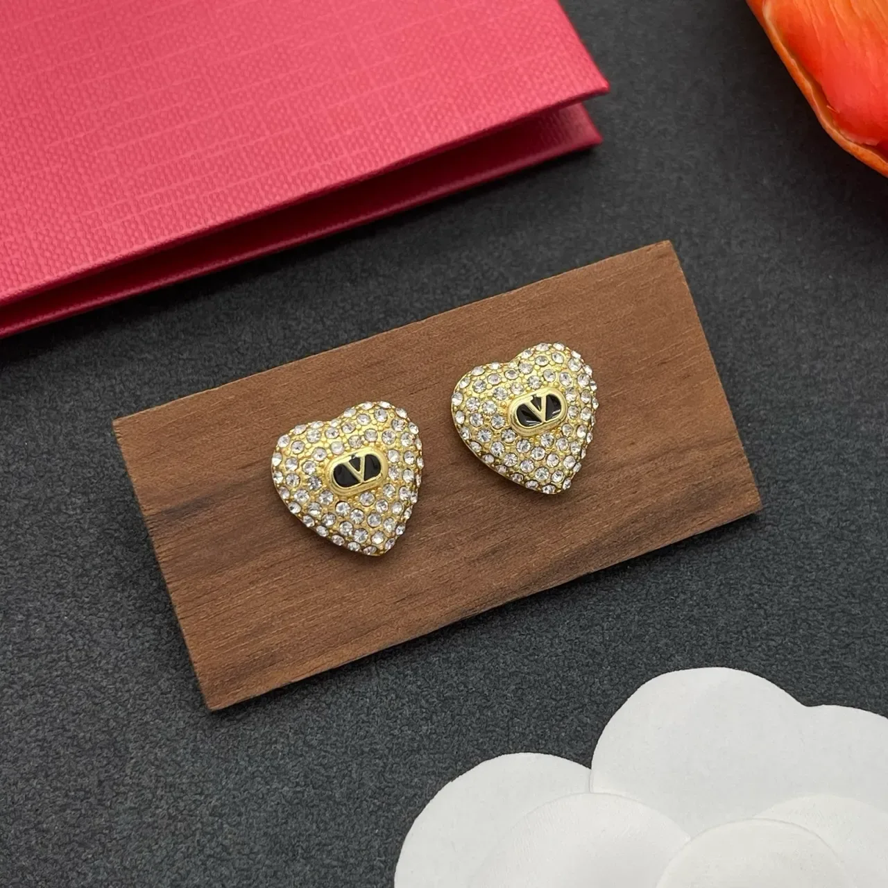Heart-Shaped Pave-Crystal Gold-Tone Earrings 8
