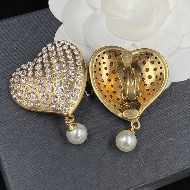 Heart-Shaped Pave-Crystal Pearl-Dangle Earrings 3