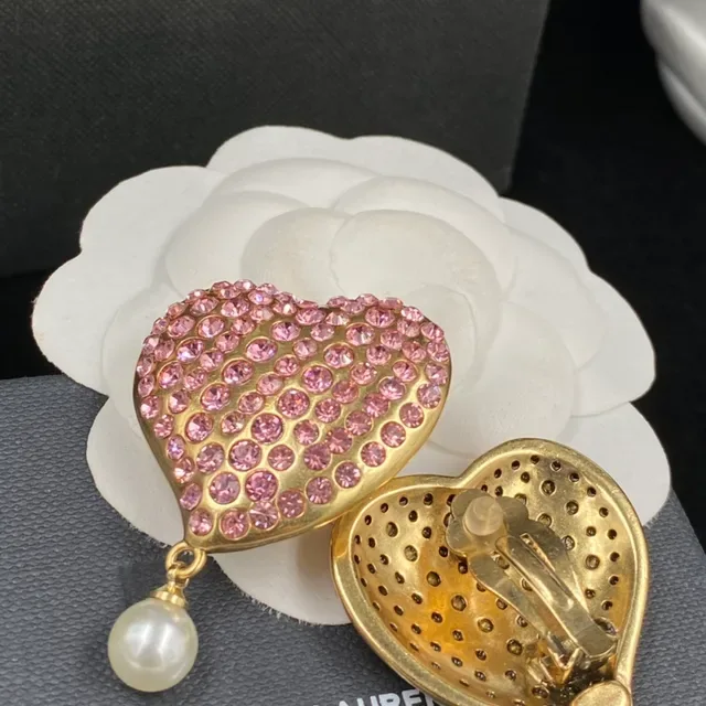 Heart-Shaped Pave-Crystal Pearl-Dangle Earrings 4