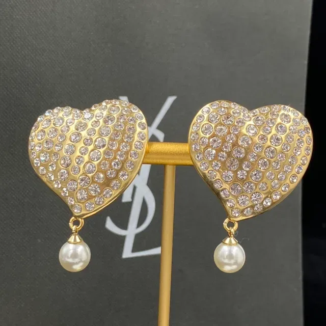 Heart-Shaped Pave-Crystal Pearl-Dangle Earrings 5