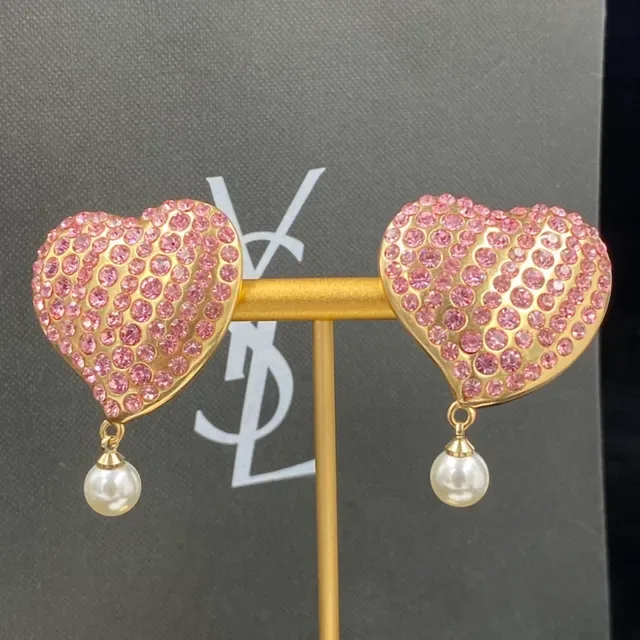 Heart-Shaped Pave-Crystal Pearl-Dangle Earrings 6