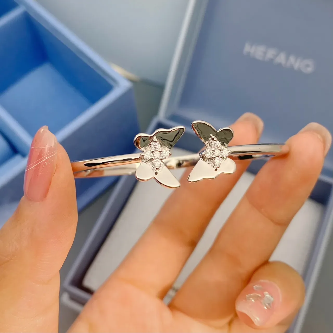 HEFANG Butterfly Pavé Crystal Stud Earrings 3