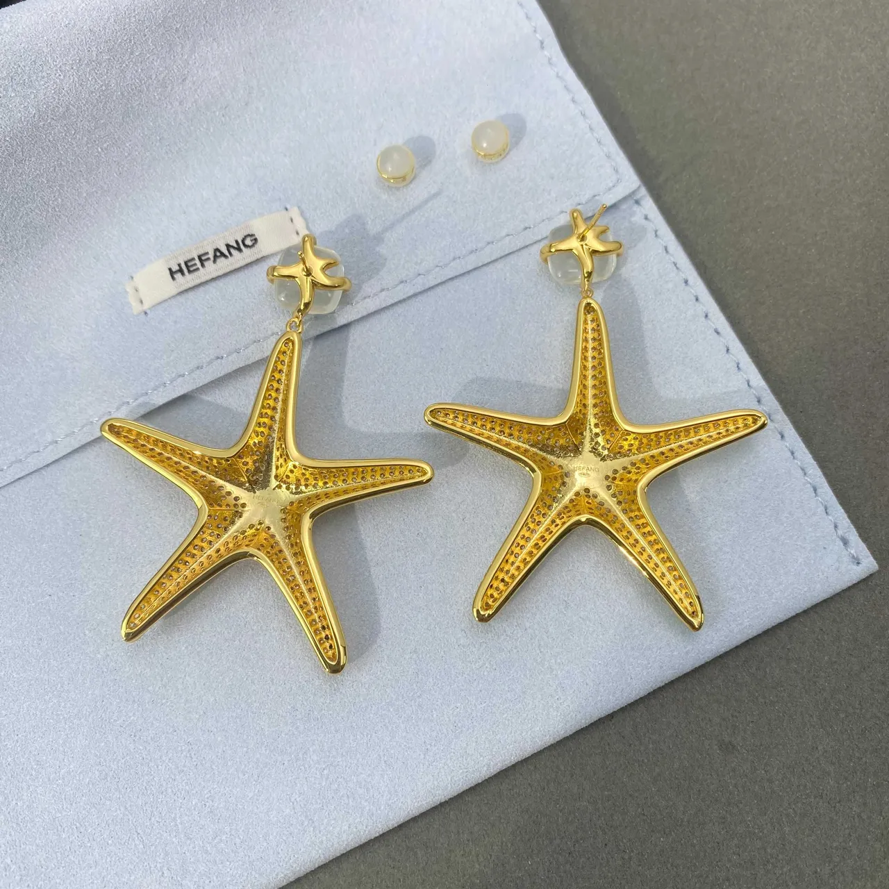 HEFANG Starfish Pavé-Crystal Gold-Tone Earrings 6