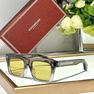 Jacques Marie Mage Rectangular Translucent Gray Yellow Lens Sunglasses