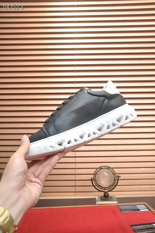 Karl Lagerfeld Black White Leather Upper Sculpted Lattice Sole Lifestyle Sneakers 7