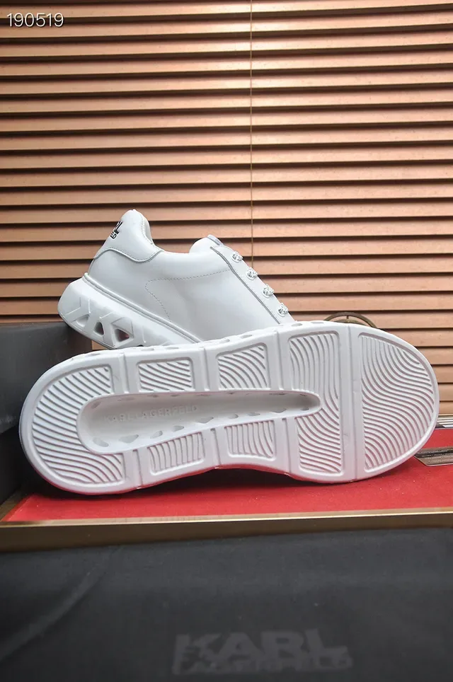 Karl Lagerfeld White Leather Upper Sculpted Geometric Sole Lifestyle Sneakers 2