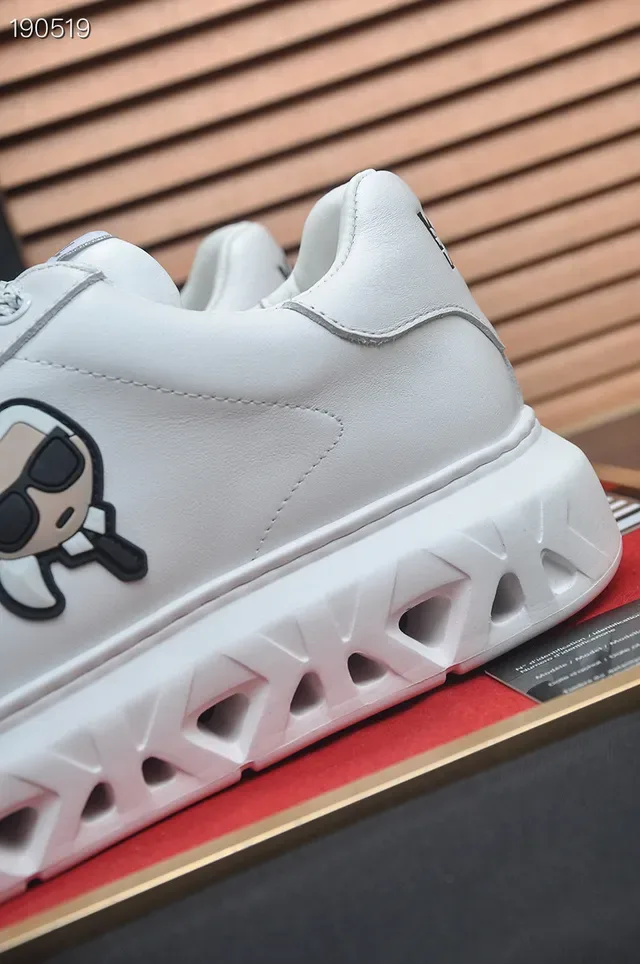 Karl Lagerfeld White Leather Upper Sculpted Geometric Sole Lifestyle Sneakers 3
