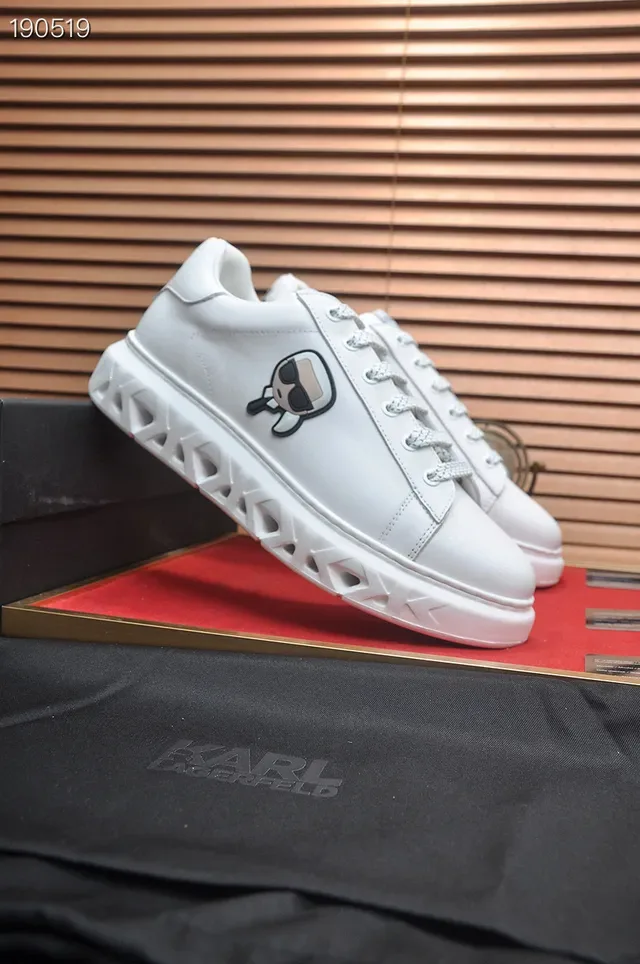 Karl Lagerfeld White Leather Upper Sculpted Geometric Sole Lifestyle Sneakers 7