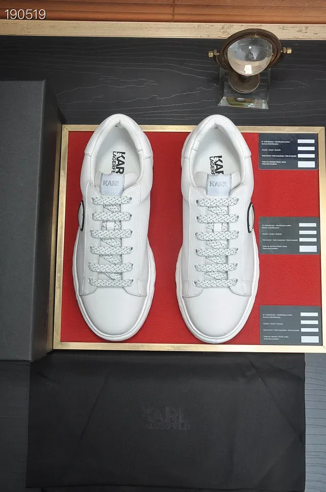 Karl Lagerfeld White Leather Upper Sculpted Geometric Sole Lifestyle Sneakers 8