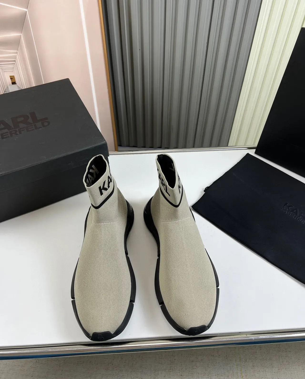 KARL Sock-Fit Knit Slip-On Lifestyle Sneakers 9