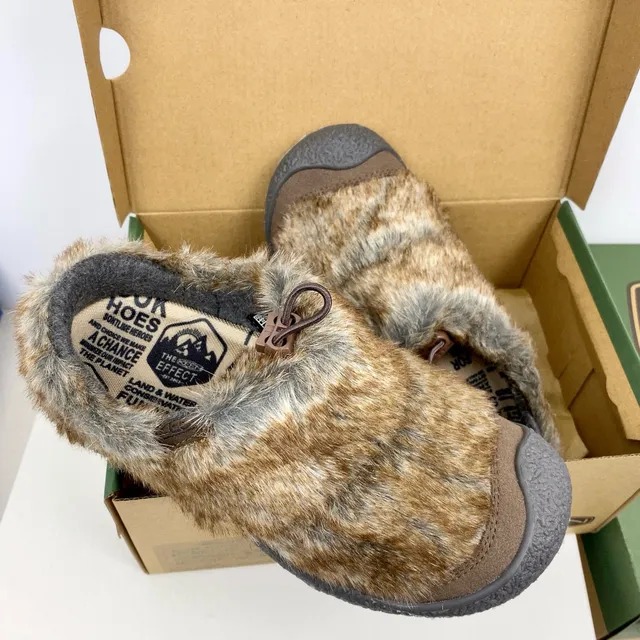 Keen Howser Beige Brown Slip-On Shearling-Lined Casual Shoes 7