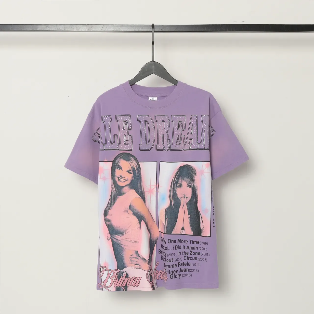 Lavender Oversized Distressed Graphic Print T-Shirt 2