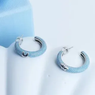 Light Blue Pavé C-Hoop Earrings