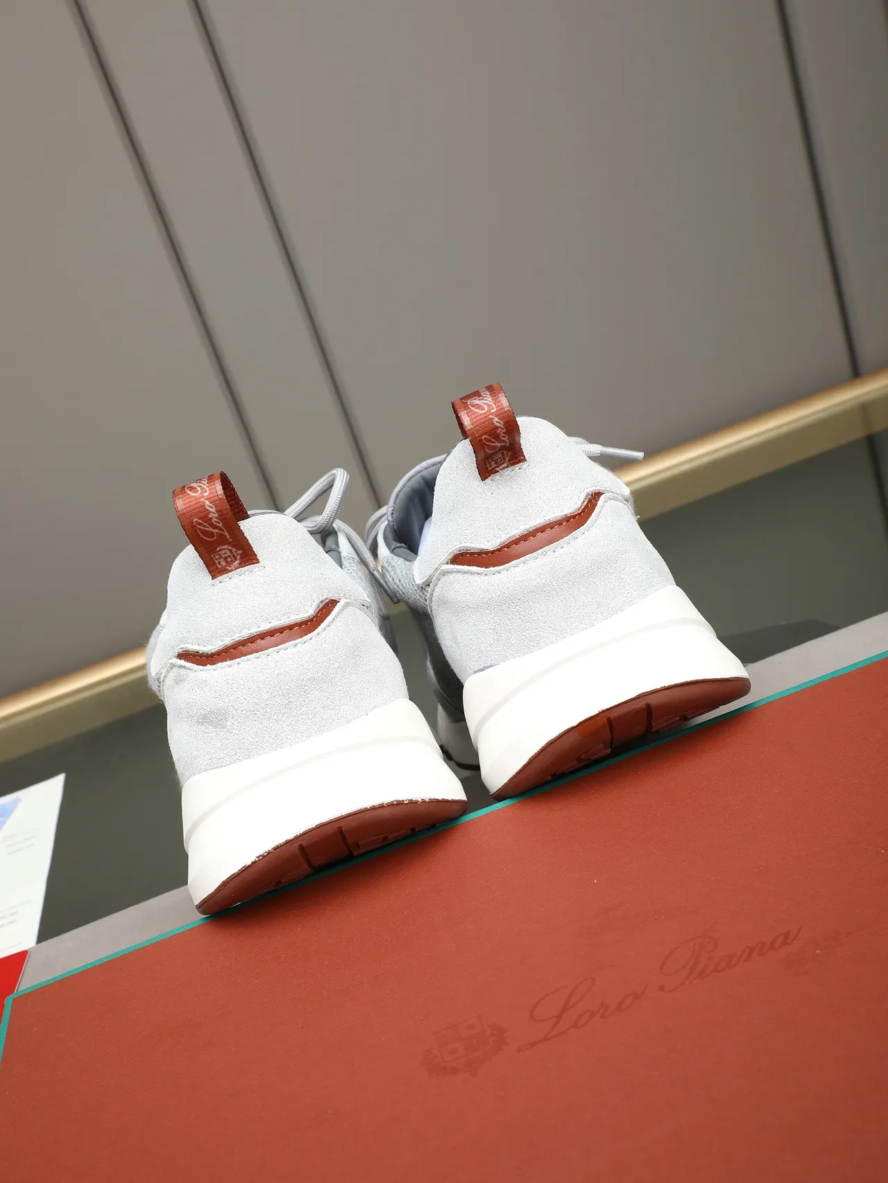 Light Gray and Brown Mesh-Suede Lifestyle Sneaker 3