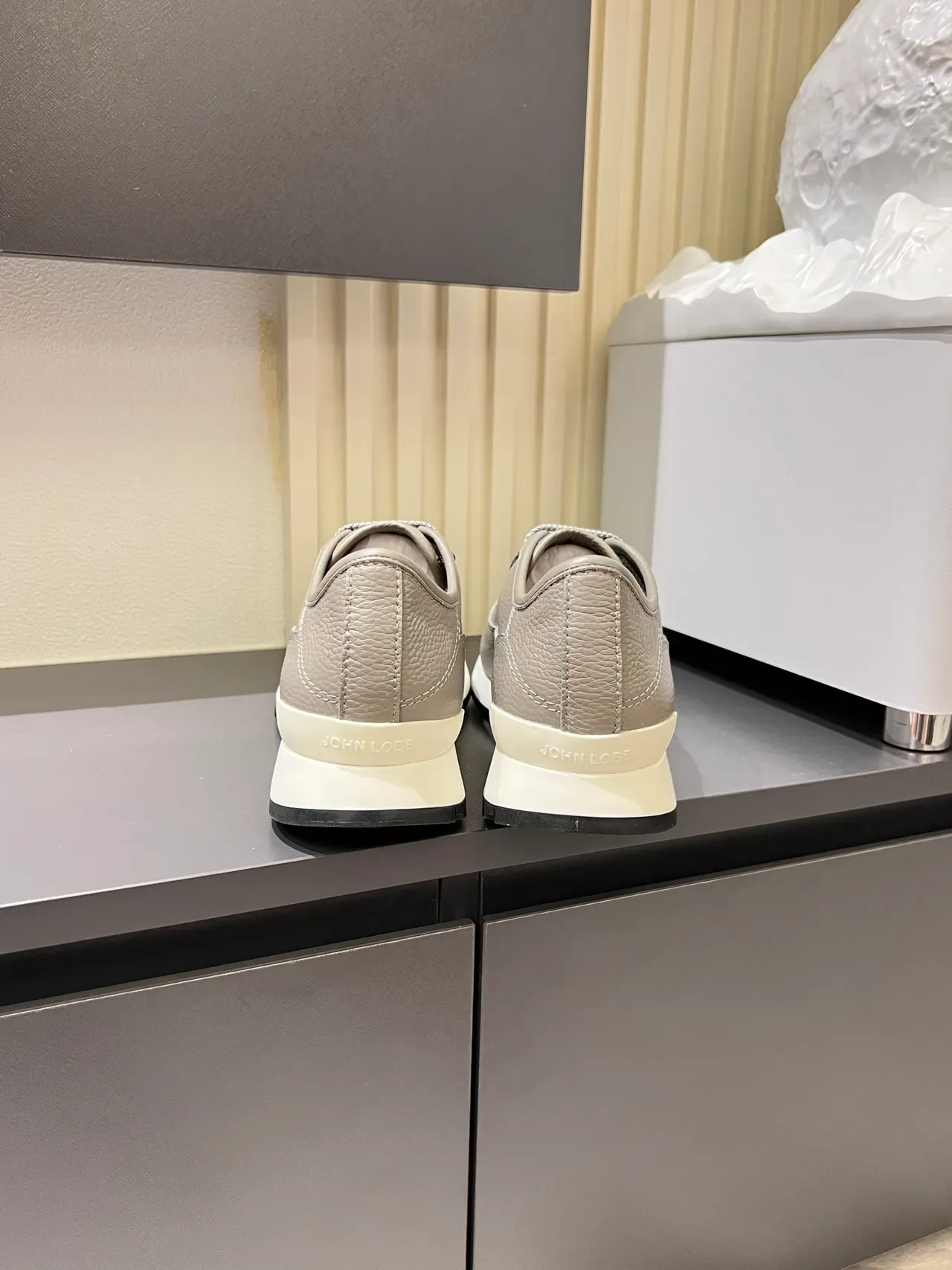 Light Gray Pebbled Leather Lifestyle Sneakers 2