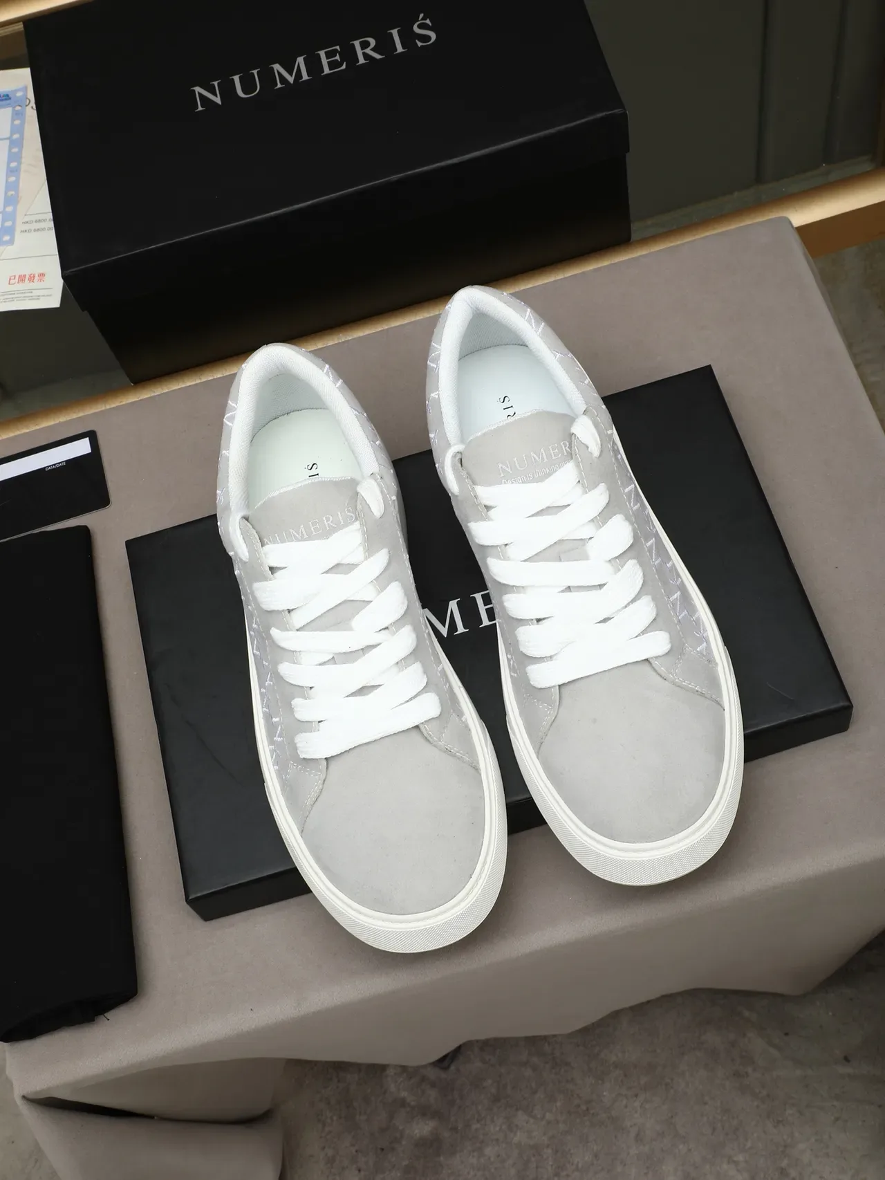 Light Gray Suede Monogram Platform Sneaker 2
