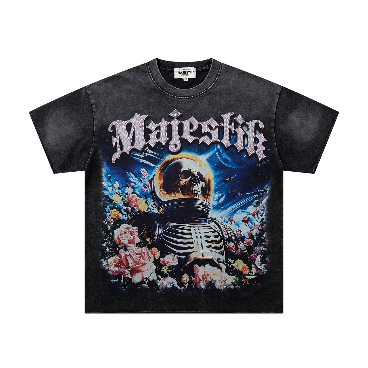 Majestik Distressed Black Oversized Graphic T-Shirt 4