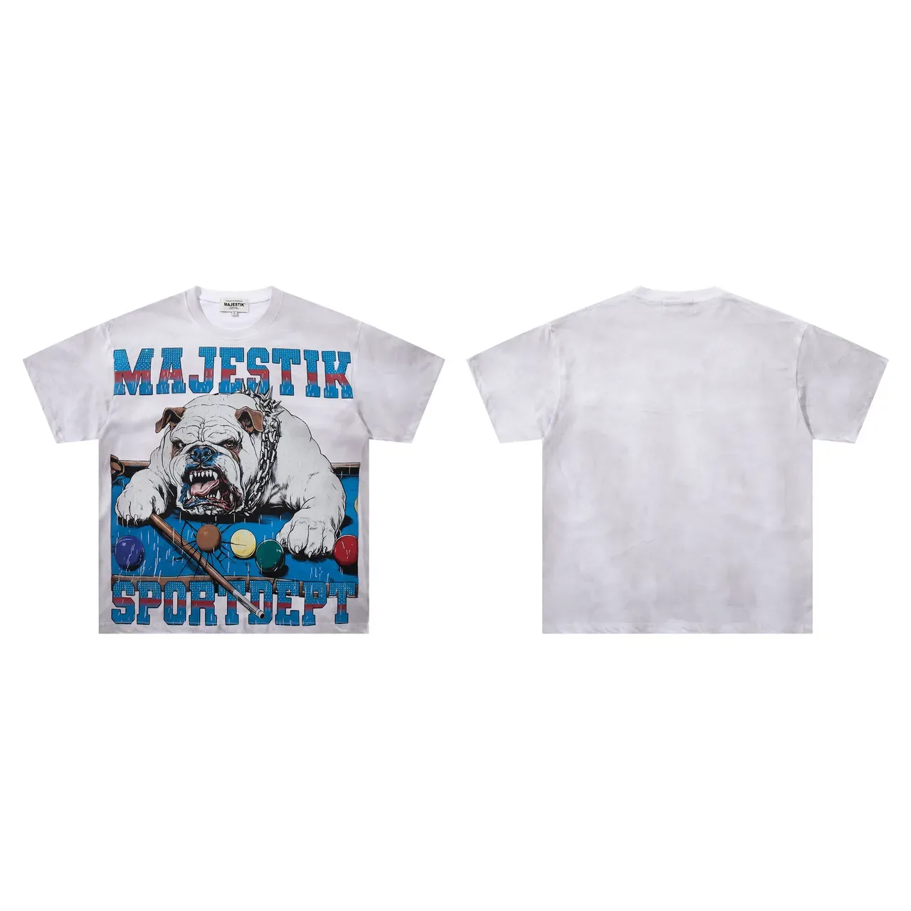 MAJESTIK Graphic Bulldog Pool Table Print T-Shirt 2