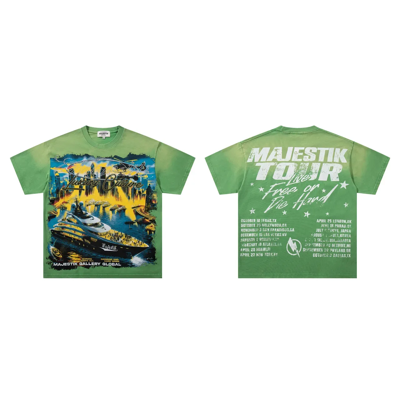 MAJESTIK Luxury Culture Tour Merchandise Green Graphic T-Shirt 2