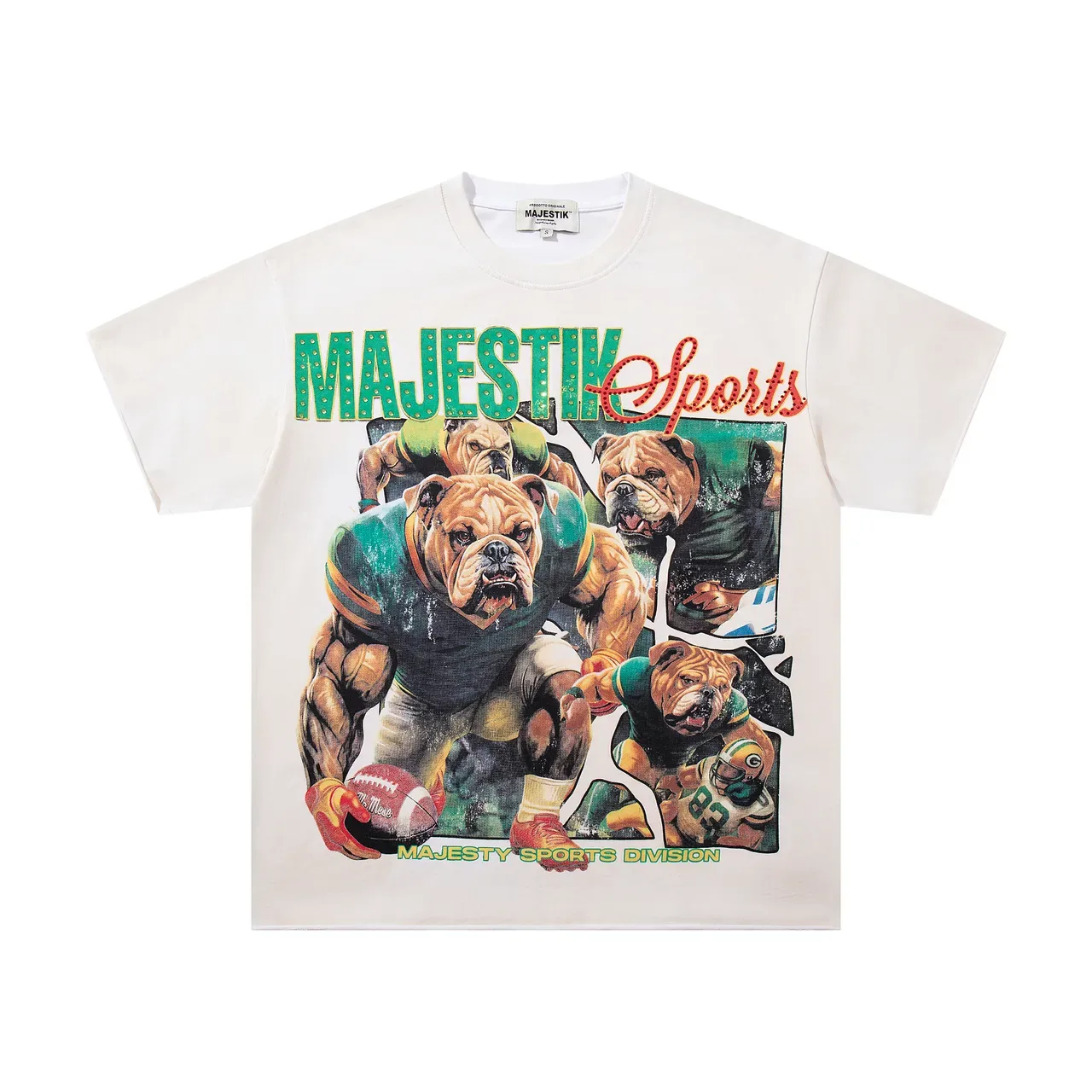 MAJESTIK Sports Graphic Print White T-Shirt 4