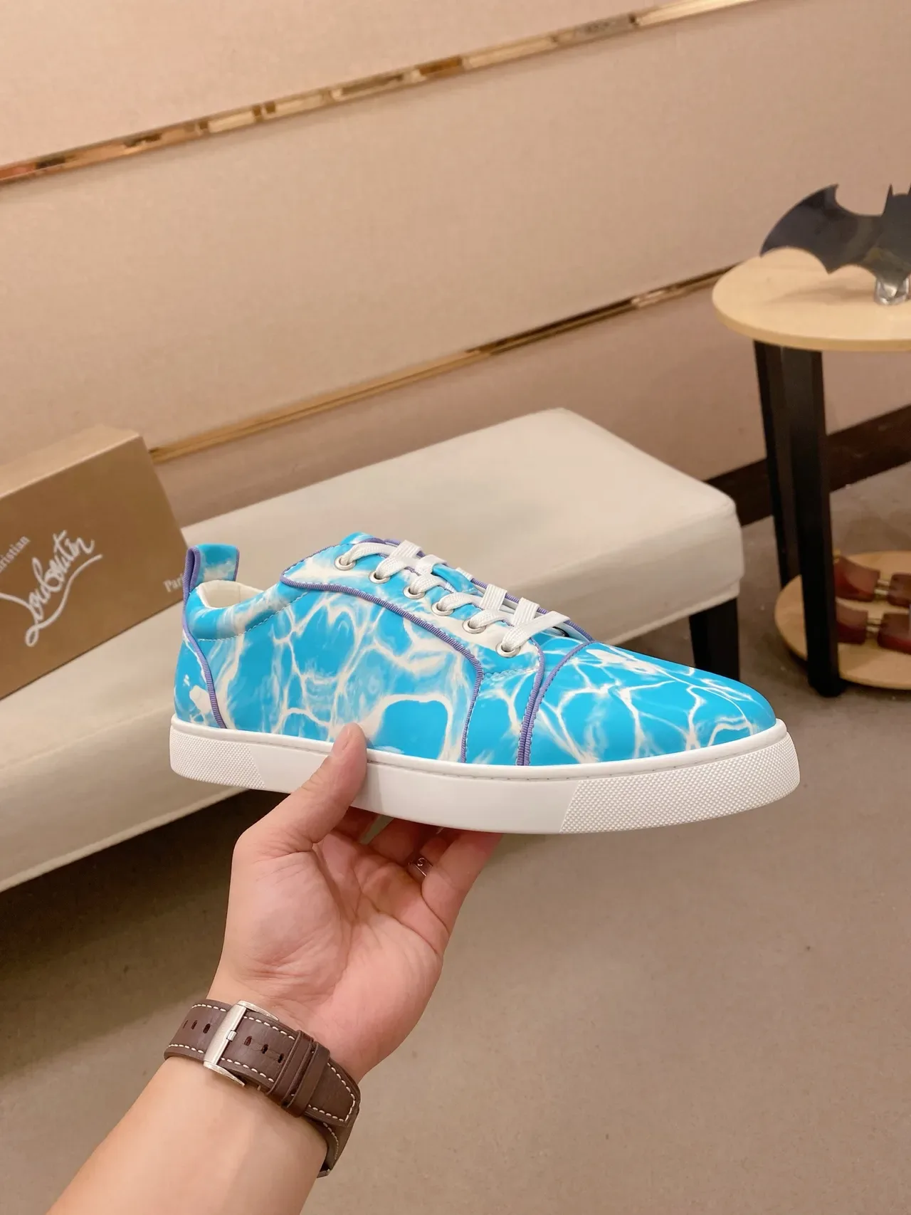 Marbled Blue and White Low-Top Lifestyle Sneaker 4