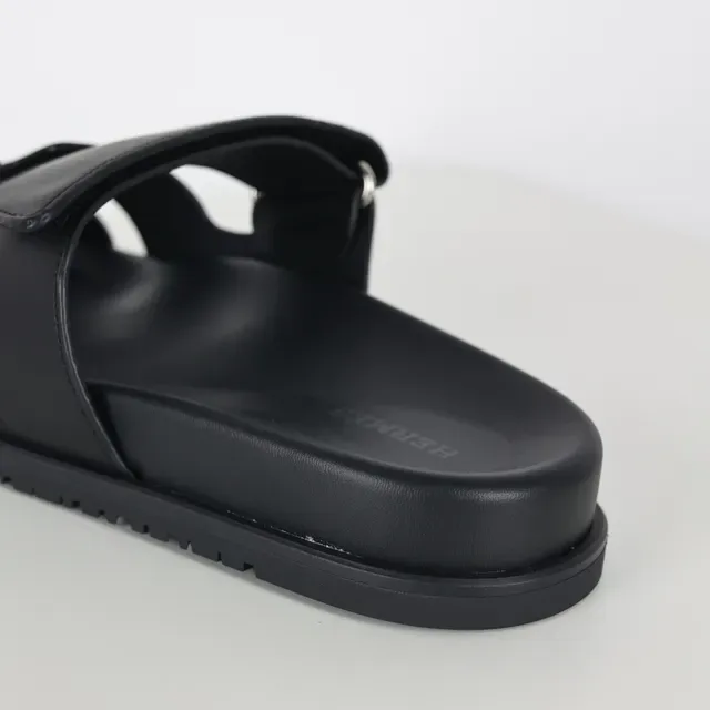 Matte Black Dual-Strap Cutout Slide Casual Sandals 4