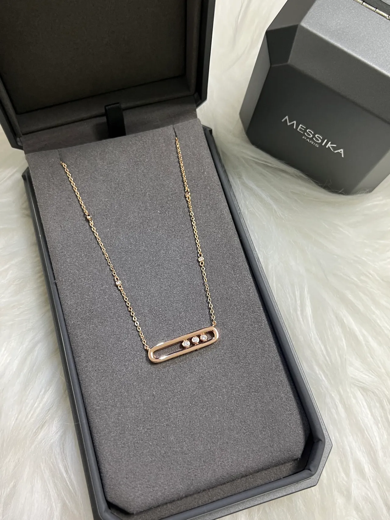 Messika Move Silver White Sliding Diamond Bar Pendant Pavé-Set Chain Necklace 2