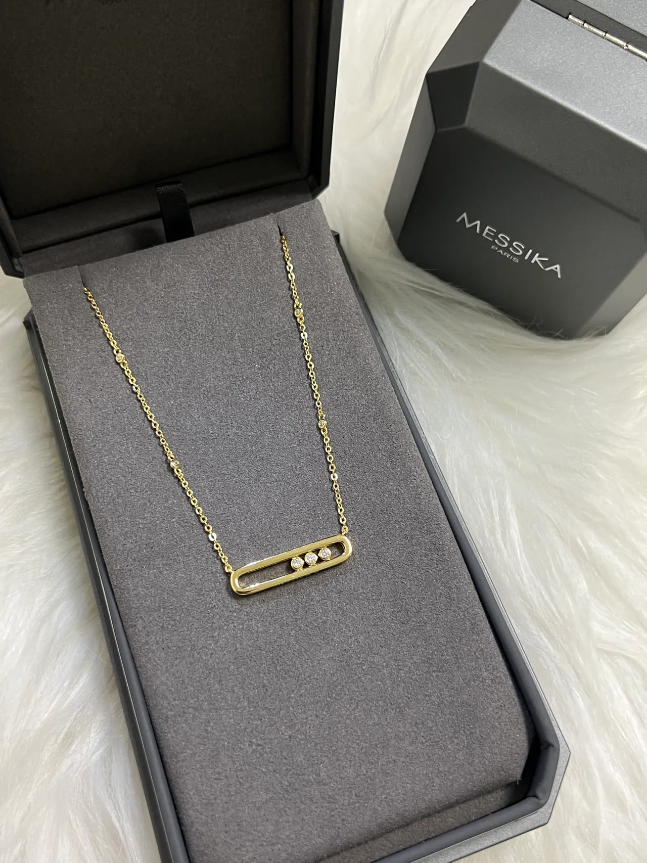Messika Move Silver White Sliding Diamond Bar Pendant Pavé-Set Chain Necklace 3