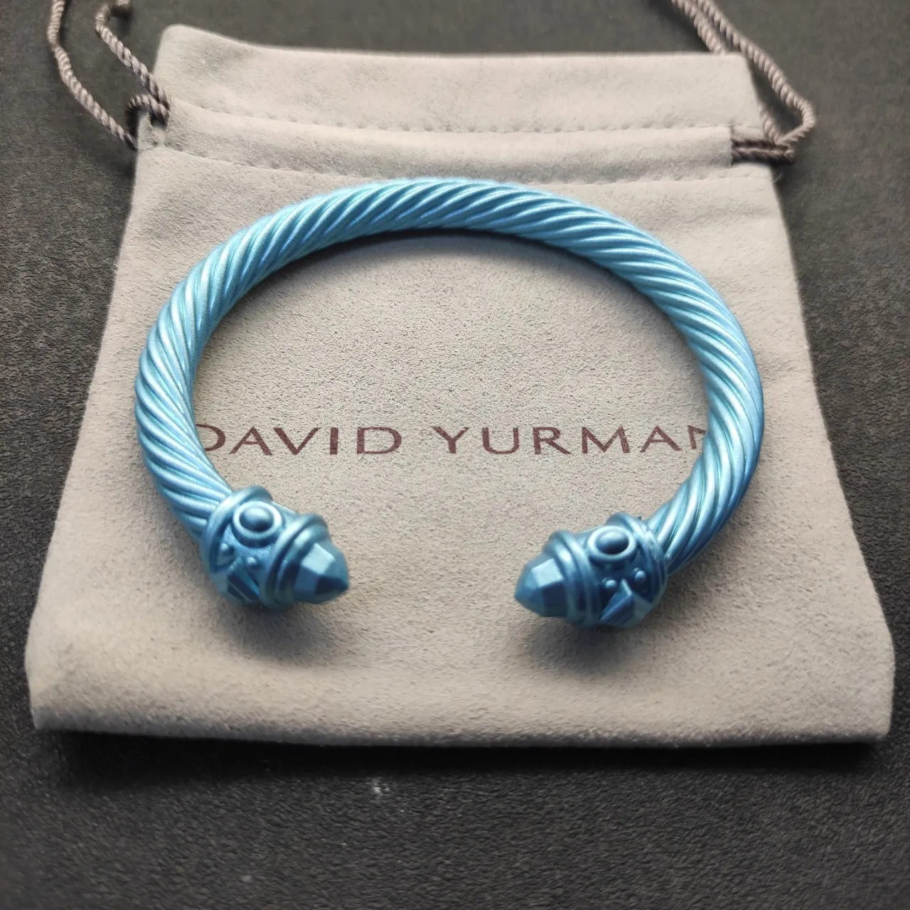 Metallic Light Blue Twisted Cable Bracelet 5