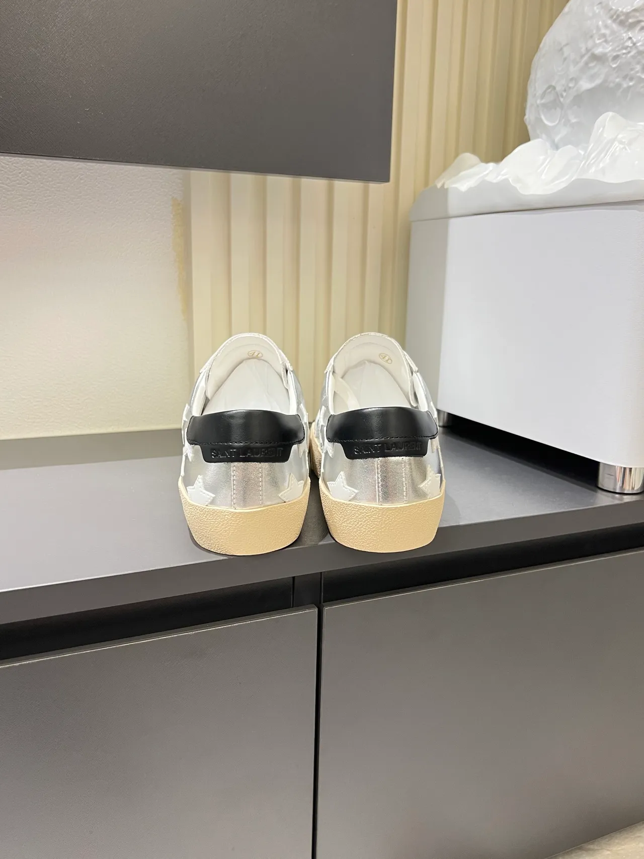 Metallic Silver Star Appliqué Lifestyle Sneakers 2